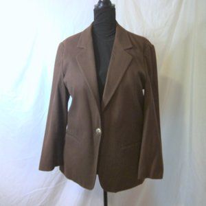 Sag Harbor Brown 100% Pure Wool Blazer, Size 16